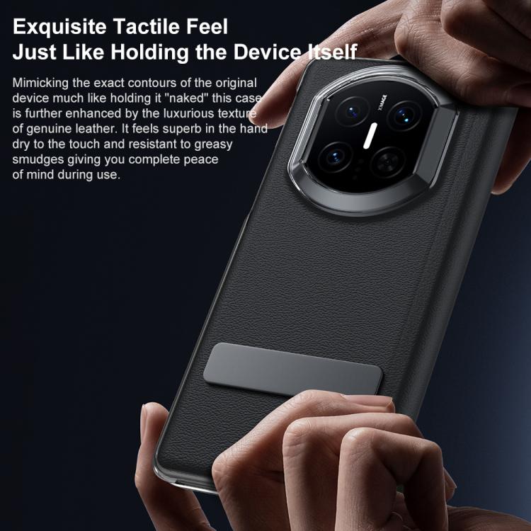 For Huawei Mate X7 Rotating Holder View Window Genuine Leather Phone Case