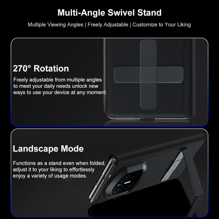 For Huawei Mate X7 Rotating Holder View Window Genuine Leather Phone Case