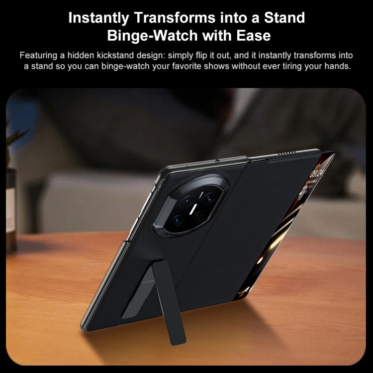 For Huawei Mate X7 Rotating Holder View Window Genuine Leather Phone Case