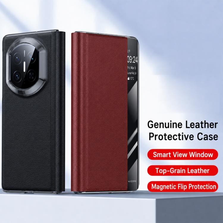 For Huawei Mate X7 Smart View Window Genuine Leather Phone Case