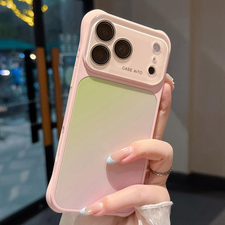 For iPhone 17 Pro Large Window Four-Corner Airbag Gradient Phone Case with Lens Film