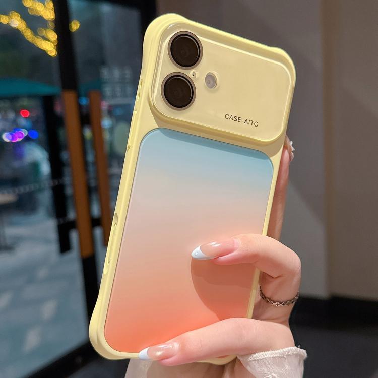 For iPhone 17 Large Window Four-Corner Airbag Gradient Phone Case with Lens Film