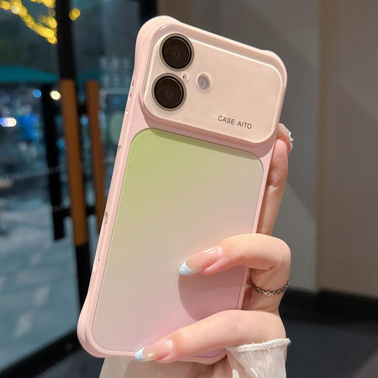 For iPhone 16 Large Window Four-Corner Airbag Gradient Phone Case with Lens Film