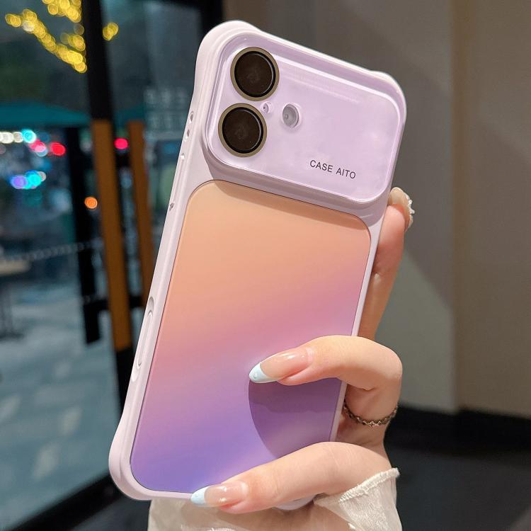 For iPhone 16 Large Window Four-Corner Airbag Gradient Phone Case with Lens Film