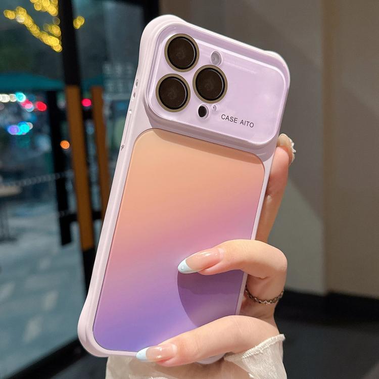 For iPhone 15 Pro Max Large Window Four-Corner Airbag Gradient Phone Case with Lens Film