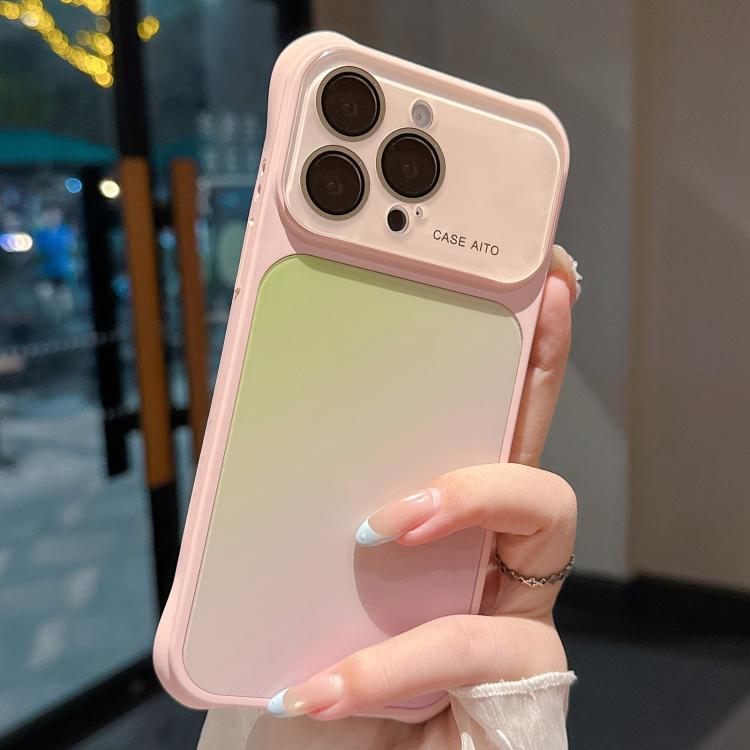 For iPhone 15 Pro Large Window Four-Corner Airbag Gradient Phone Case with Lens Film