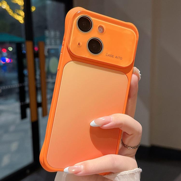 For iPhone 14 Large Window Four-Corner Airbag Gradient Phone Case with Lens Film