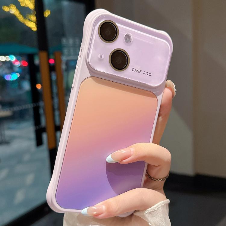 For iPhone 14 Large Window Four-Corner Airbag Gradient Phone Case with Lens Film