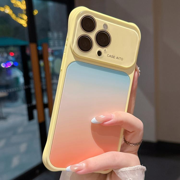 For iPhone 14 Pro Large Window Four-Corner Airbag Gradient Phone Case with Lens Film