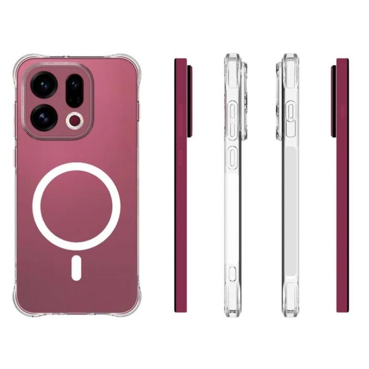 For OPPO Find X9 5G WANLONFENG Transparent Magnetic Four-Corner Shockproof TPU Phone Case with Screen Film - Transparent