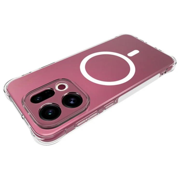 For OPPO Find X9 5G WANLONFENG Transparent Magnetic Four-Corner Shockproof TPU Phone Case with Screen Film - Transparent