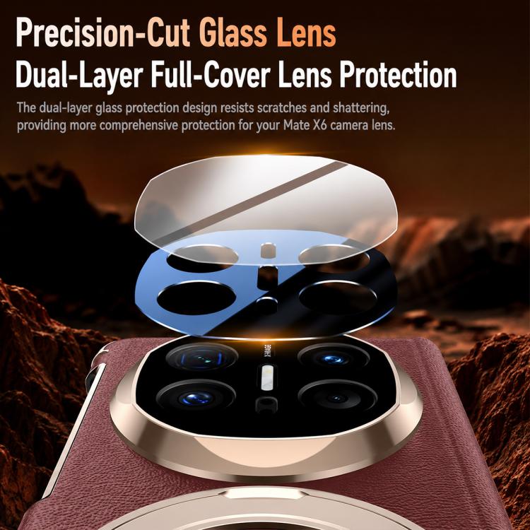 For Huawei Mate X7 Rotating Holder Magnetic-Hinge Smart View Window Genuine Leather Phone Case