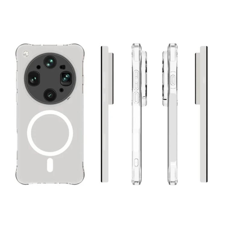 For OPPO Find X9 Ultra 5G WANLONFENG Transparent Magnetic Four-Corner Shockproof TPU Phone Case with 2pcs Screen Films - Transparent