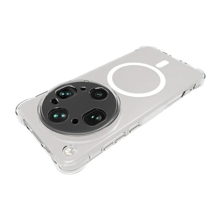 For OPPO Find X9 Ultra 5G WANLONFENG Transparent Magnetic Four-Corner Shockproof TPU Phone Case with 2pcs Screen Films - Transparent