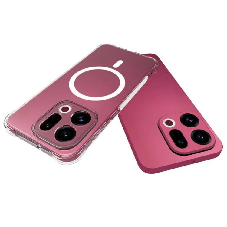 For OPPO Find X9 5G WANLONFENG Transparent Magnetic Four-Corner Shockproof TPU Phone Case with 2pcs Screen Films - Transparent