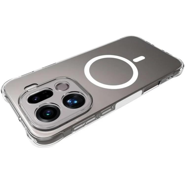 For OPPO Find X9 Pro 5G WANLONFENG Transparent Magnetic Four-Corner Shockproof TPU Phone Case with 2pcs Screen Films - Transparent