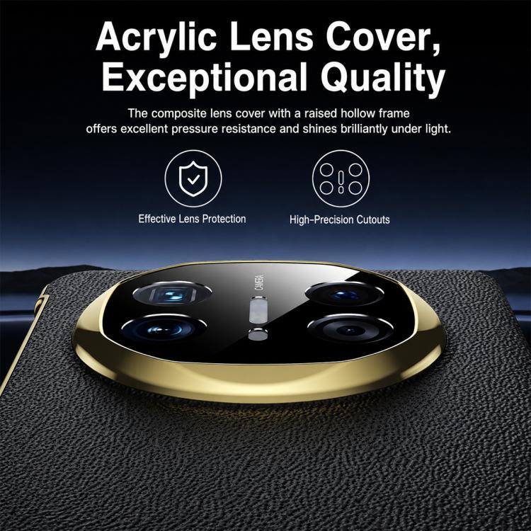 For Huawei Mate X6 Bar-Type Rotating Holder Smart View Window Genuine Leather Phone Case