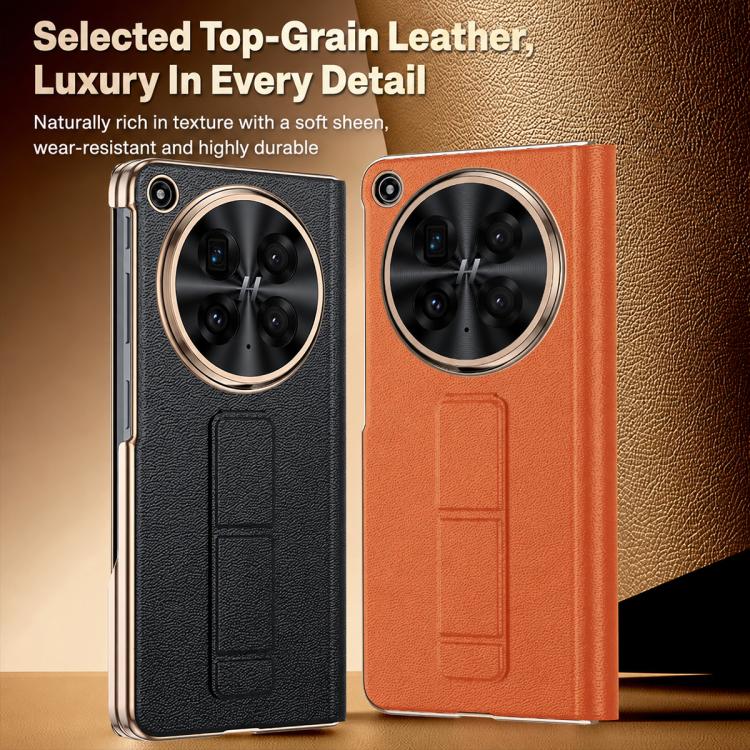 For OPPO Find N6 5G Sliding Wristband Holder Genuine Leather Phone Case