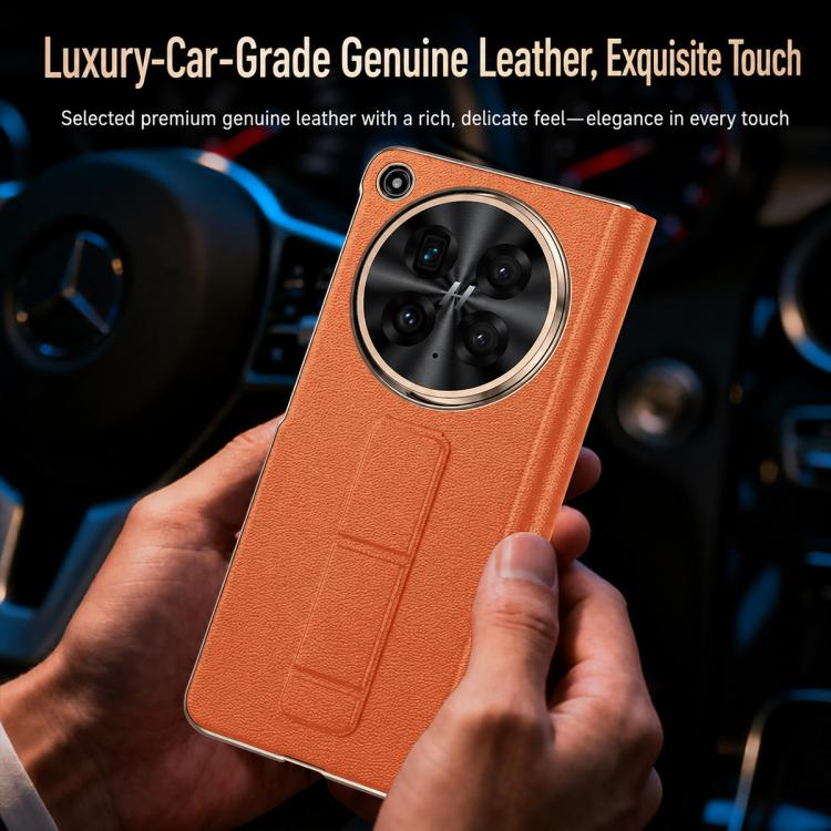 For OPPO Find N6 5G Sliding Wristband Holder Genuine Leather Phone Case