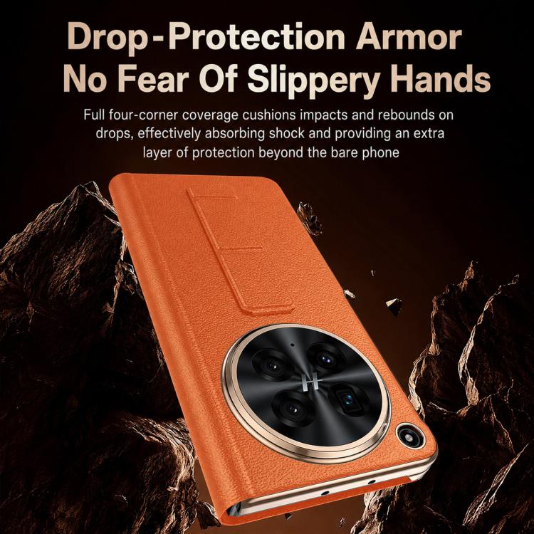 For OPPO Find N6 5G Sliding Wristband Holder Genuine Leather Phone Case