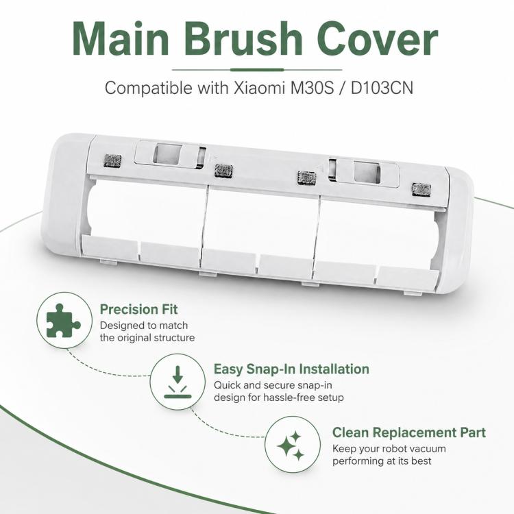 Replacement Accessories for Xiaomi Mijia M30 S Robot Vacuum Cleaner, Specification:White Main Brush Cover