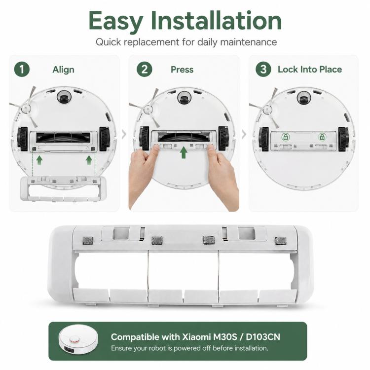 Replacement Accessories for Xiaomi Mijia M30 S Robot Vacuum Cleaner, Specification:White Main Brush Cover