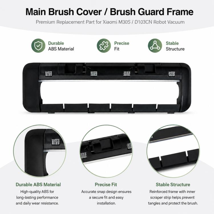 Replacement Accessories for Xiaomi Mijia M30 S Robot Vacuum Cleaner, Specification:Black Main Brush Cover