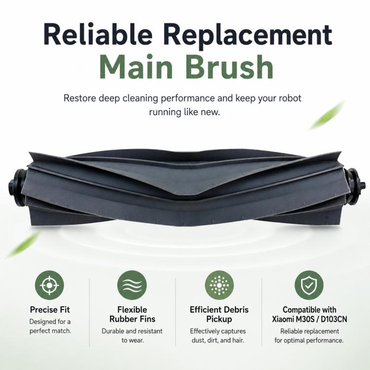 Replacement Accessories for Xiaomi Mijia M30 S Robot Vacuum Cleaner, Specification:Rubber Roller Brush