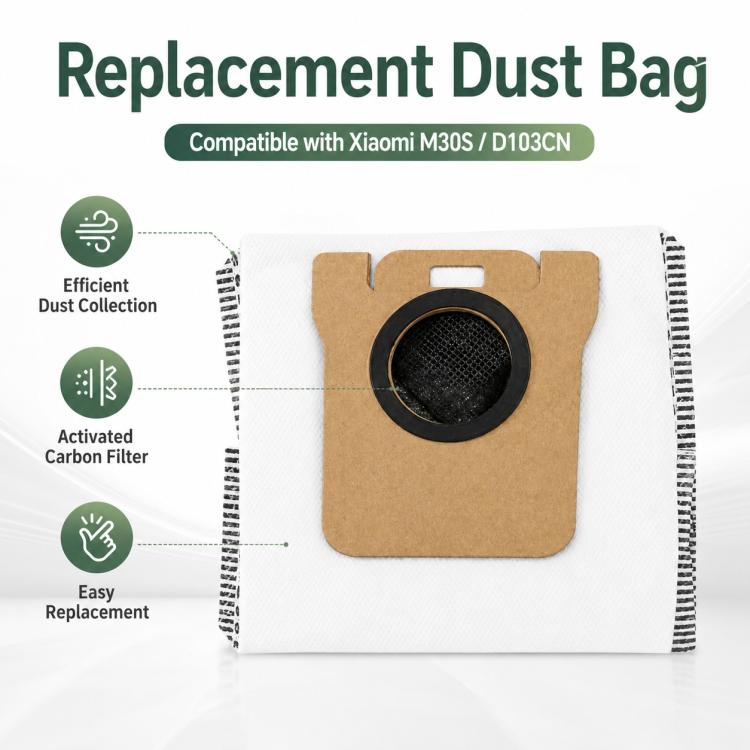 Replacement Accessories for Xiaomi Mijia M30 S Robot Vacuum Cleaner, Specification:Activated Carbon Dust Bag