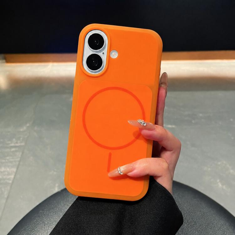 For iPhone 16 Ice Cream Skin Feel Liquid Silicone Fine Circle Magnetic Phone Case