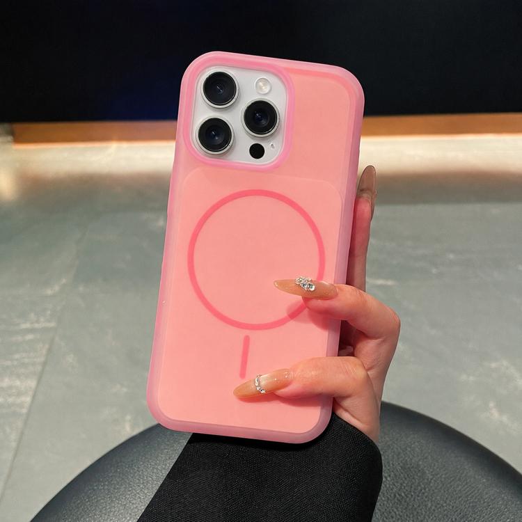 For iPhone 15 Pro Max Ice Cream Skin Feel Liquid Silicone Fine Circle Magnetic Phone Case