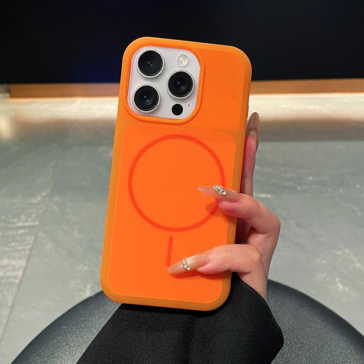 For iPhone 15 Pro Max Ice Cream Skin Feel Liquid Silicone Fine Circle Magnetic Phone Case