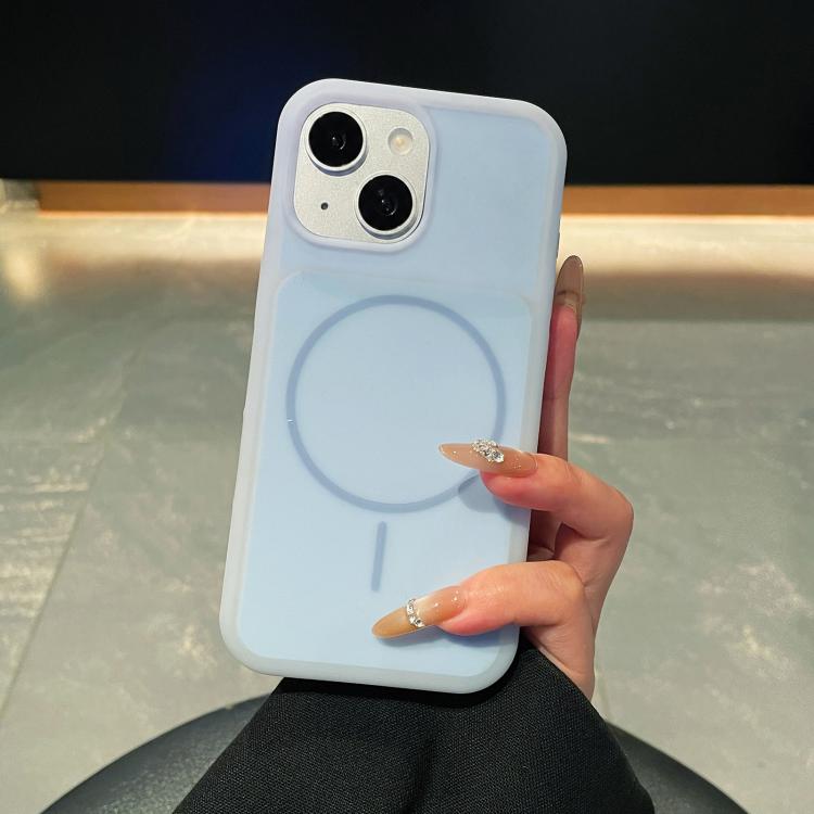 For iPhone 15 Ice Cream Skin Feel Liquid Silicone Fine Circle Magnetic Phone Case
