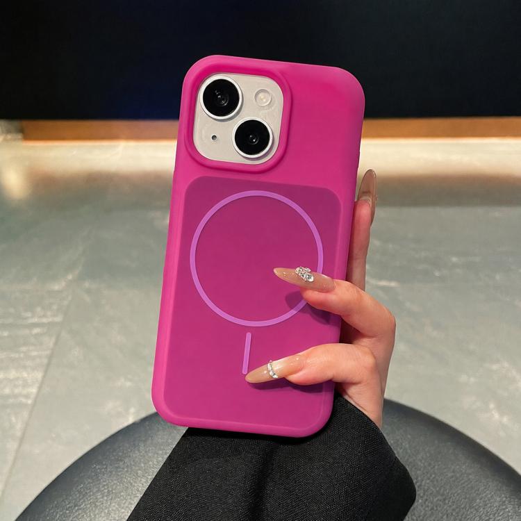 For iPhone 15 Ice Cream Skin Feel Liquid Silicone Fine Circle Magnetic Phone Case
