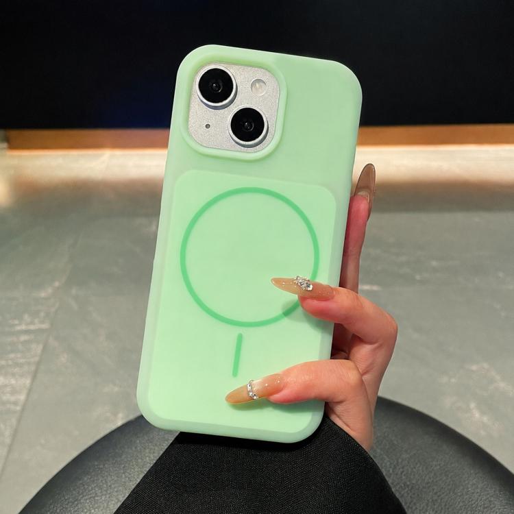 For iPhone 14 Ice Cream Skin Feel Liquid Silicone Fine Circle Magnetic Phone Case