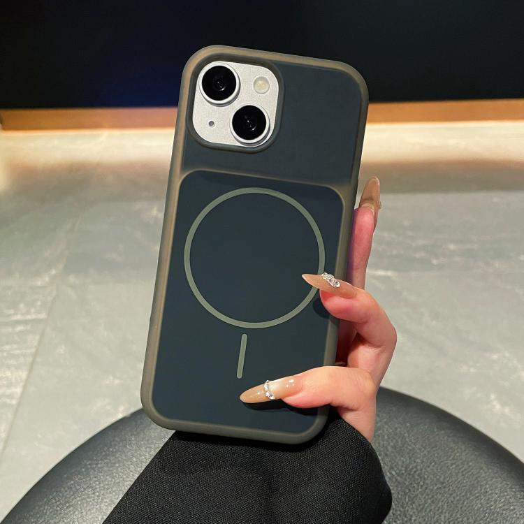 For iPhone 14 Ice Cream Skin Feel Liquid Silicone Fine Circle Magnetic Phone Case