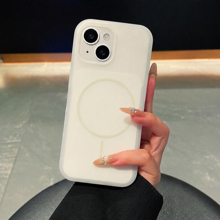 For iPhone 13 Ice Cream Skin Feel Liquid Silicone Fine Circle Magnetic Phone Case