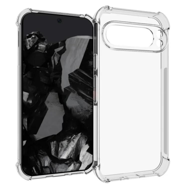 For Google Pixel 9 Pro XL WANLONFENG Transparent Four-Corner Shockproof TPU Phone Case with Screen Film - Transparent