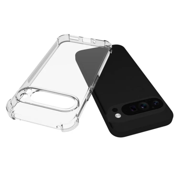 For Google Pixel 9 Pro XL WANLONFENG Transparent Four-Corner Shockproof TPU Phone Case with Screen Film - Transparent
