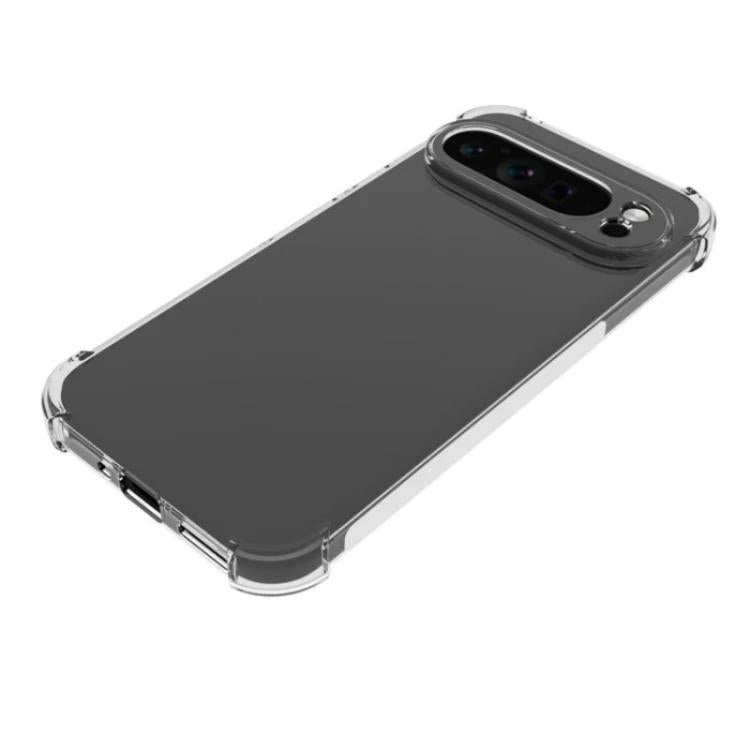 For Google Pixel 9 Pro XL WANLONFENG Transparent Four-Corner Shockproof TPU Phone Case with Screen Film - Transparent