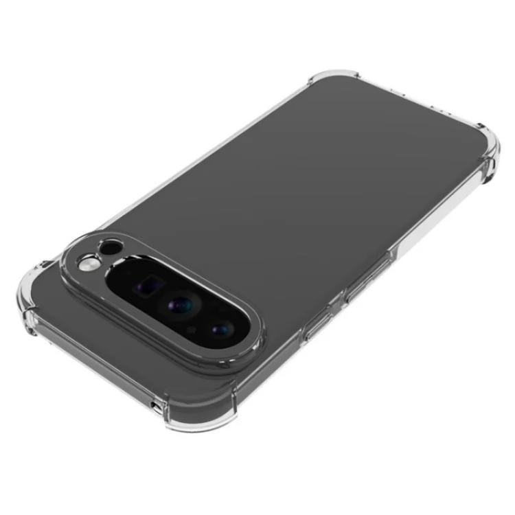 For Google Pixel 9 Pro XL WANLONFENG Transparent Four-Corner Shockproof TPU Phone Case with Screen Film - Transparent