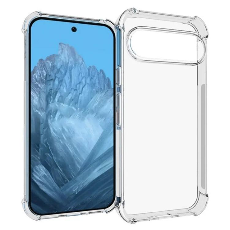 For Google Pixel 9 Pro WANLONFENG Transparent Four-Corner Shockproof TPU Phone Case with Screen Film - Transparent