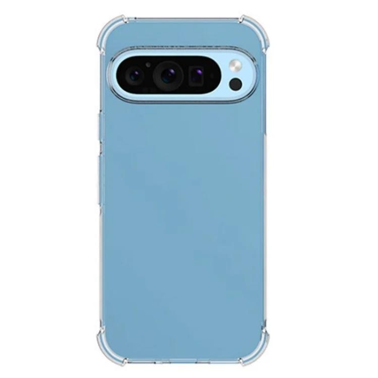 For Google Pixel 9 Pro WANLONFENG Transparent Four-Corner Shockproof TPU Phone Case with Screen Film - Transparent