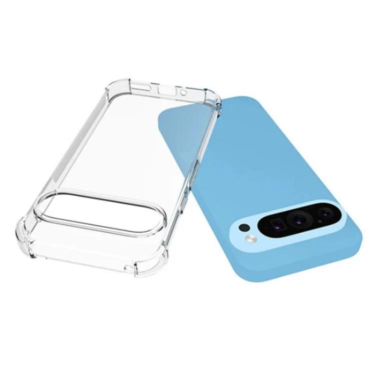 For Google Pixel 9 Pro WANLONFENG Transparent Four-Corner Shockproof TPU Phone Case with Screen Film - Transparent