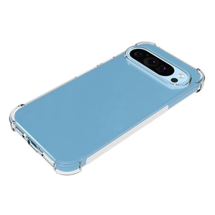 For Google Pixel 9 WANLONFENG Transparent Four-Corner Shockproof TPU Phone Case with Screen Film - Transparent