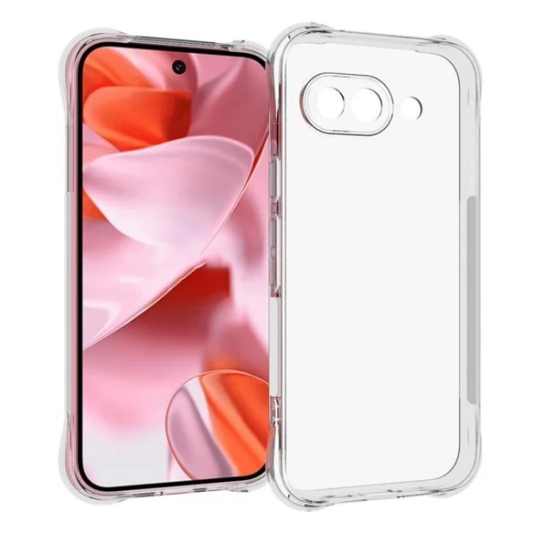 For Google Pixel 9a WANLONFENG Transparent Four-Corner Shockproof TPU Phone Case with Screen Film - Transparent