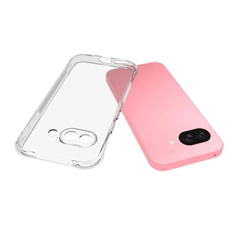For Google Pixel 9a WANLONFENG Transparent Four-Corner Shockproof TPU Phone Case with Screen Film - Transparent