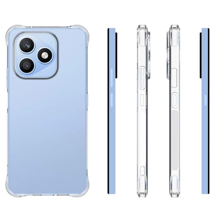 For Honor X8d 4G WANLONFENG Transparent Four-Corner Shockproof TPU Phone Case with Screen Film - Transparent