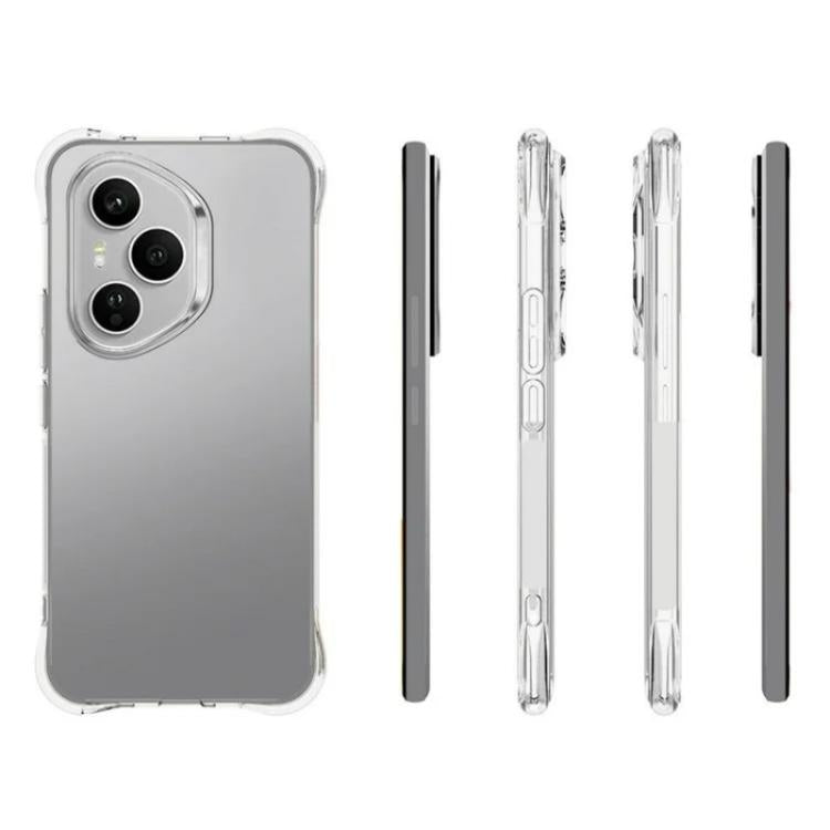 For Honor 400 Pro 5G Global 160.8mm WANLONFENG Transparent Four-Corner Shockproof TPU Phone Case with Screen Film - Transparent