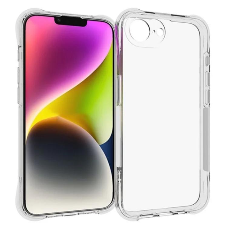 For iPhone 17e / 16e WANLONFENG Transparent Four-Corner Shockproof TPU Phone Case with Screen Film - Transparent